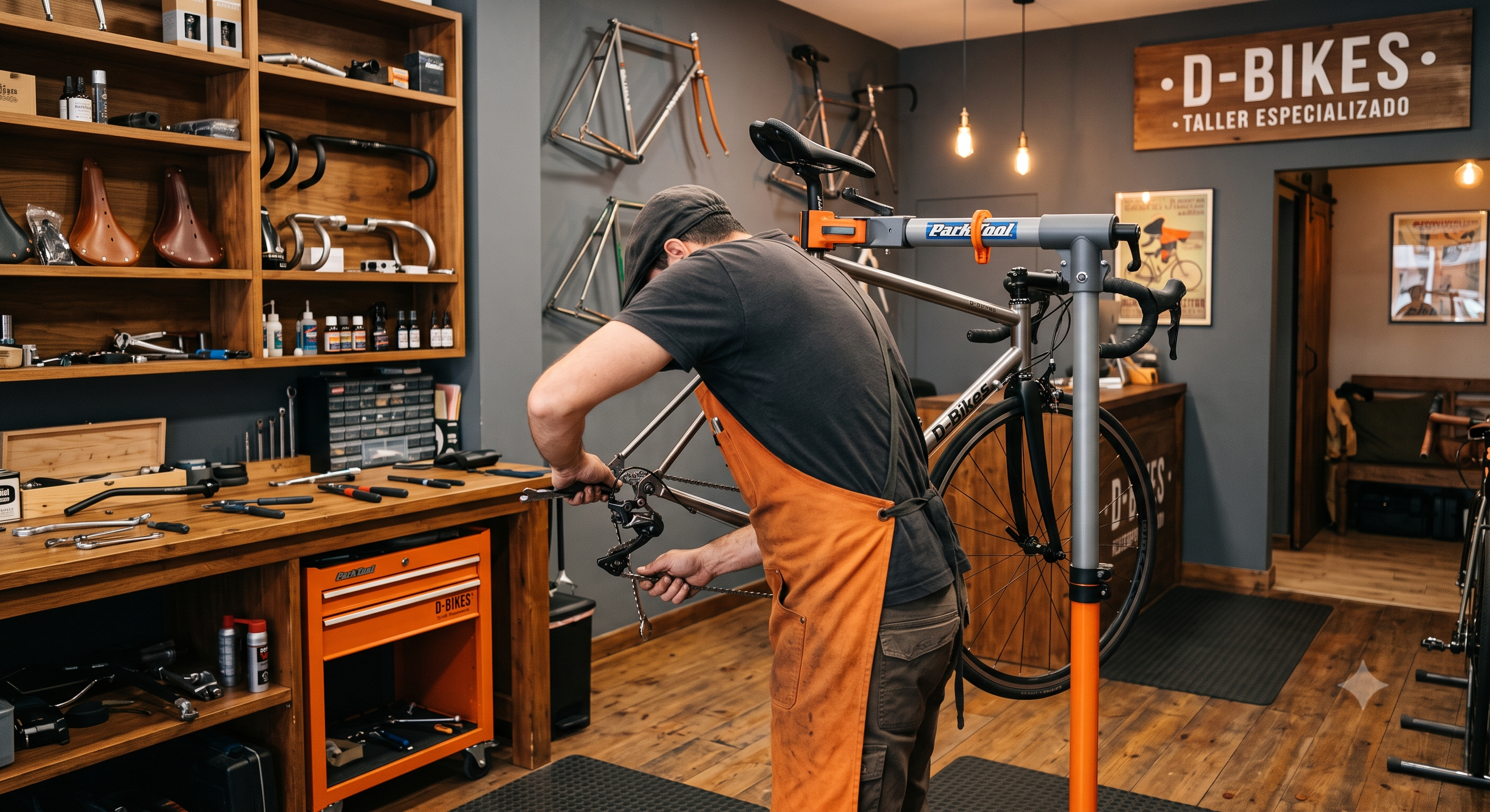Taller de bicicletas en construcción